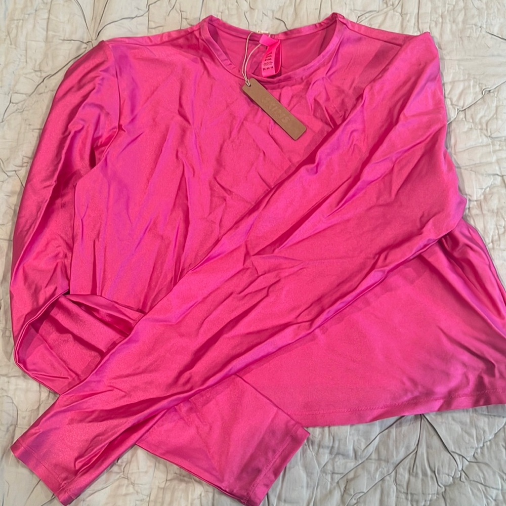 Skims Shine Spandex Jersey Long Sleeve Cropped Tee